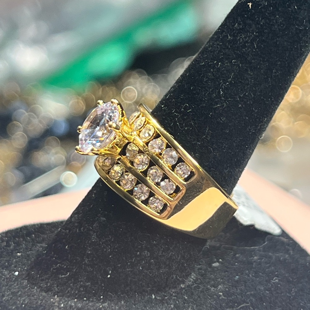 Wedding band style cz Elegant Gold and Silver Women's Ring